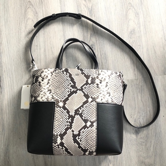 Tory Burch Block-T Mini Snake Embossed Tote - Picture 6 of 11